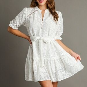 Umgee Lace Eyelet Mini Dress | Romantic Boho Chic